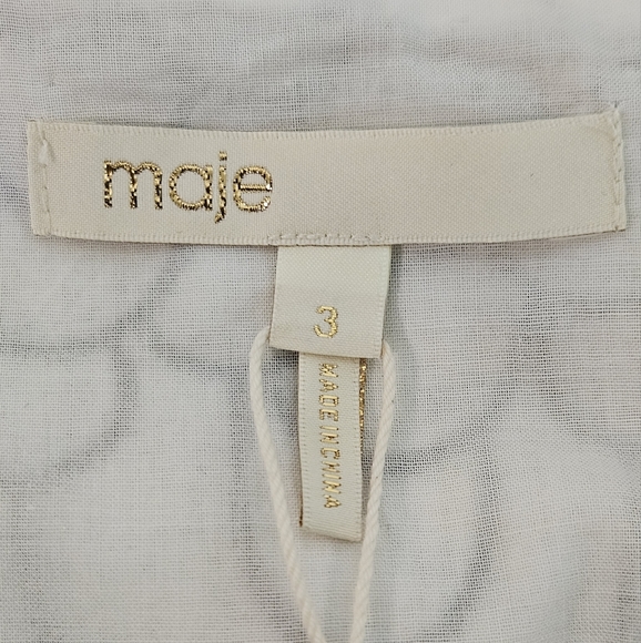 MAJE Dress Womens Size 3 US Large Reflet Embroidered In Blanc Boat Neck New - Picture 5 of 11